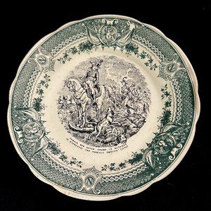ANTIQUE SARREGUEMINES NAPOLEONIC BATTLE-SCENE PLATE